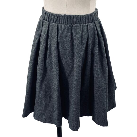 Aritzia Wool Mini Skirt Pleated Fit & Flare A Line Skater High Waist Gray 4 - Picture 1 of 6